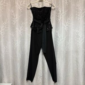 New York & Company Black Sequin Jumpsuit